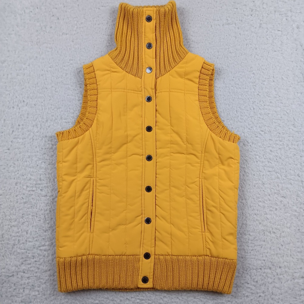 BCBGMAXAZRIA Puffer Vest Women XS Honey Yellow Quilted Wool Blend Trim NWT